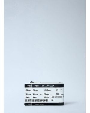 Balenciaga Ticket-print Leather Zip Pouch - Blue