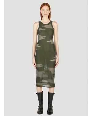 DURAZZI MILANO Knitted Intarsia Midi Dress - Green