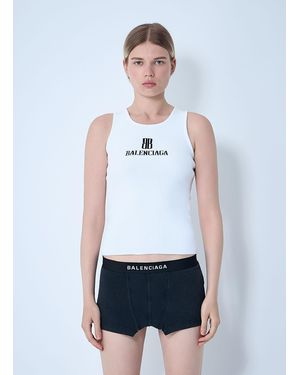 Balenciaga Logo Motif Tank Top - White