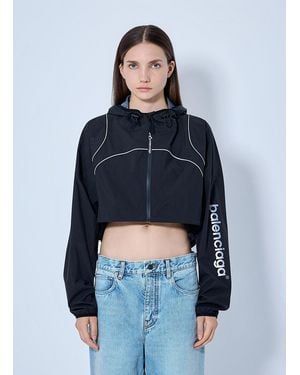 Balenciaga Cropped Hooded Jacket - Blue