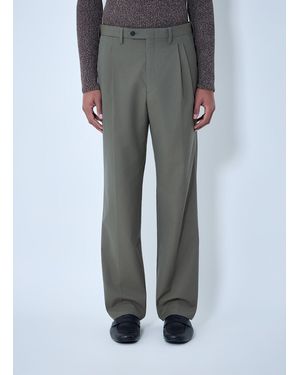 Prada Wide-Leg Wool Trousers - Grey