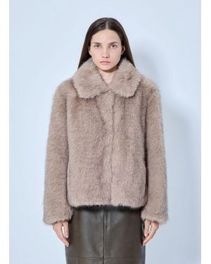 Max Mara Shawl Collar Faux Fur Jacket - Natural