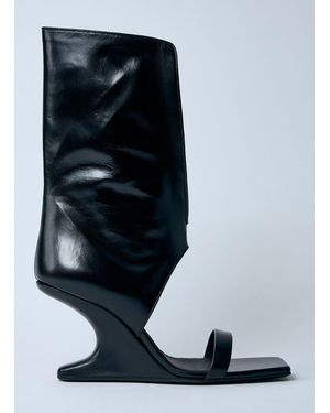 Rick Owens Leather Winged Wedge Sandals - Black