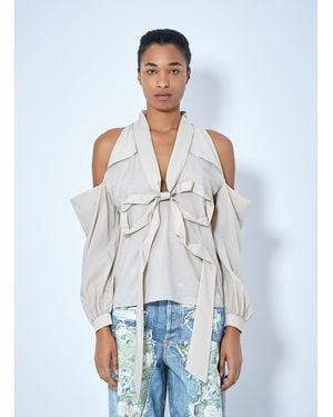 Acne Studios Bow-Tie Open-Shoulder Blouse - White