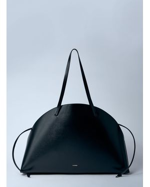 Jil Sander Leather Curve Shoulder Bag - Blue