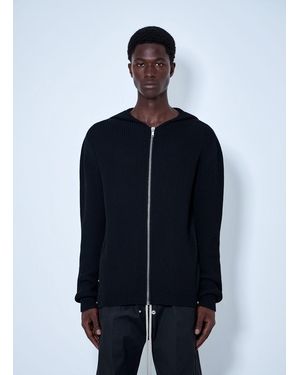 Rick Owens Ribbed Knit Zip Hoodie - Blue