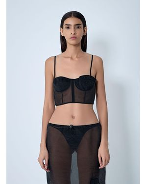 Cecilie Bahnsen Semi-Sheer Bralet - Black