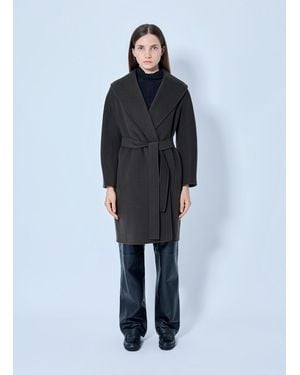 Max Mara Shawl Collar Belted Coat - Blue