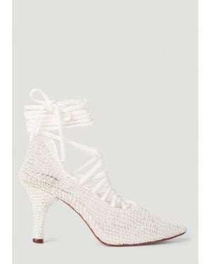 Isa Boulder Crochet Heels - White