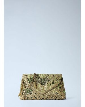 Dries Van Noten Floral Embroidered Clutch With Chain Strap - Green