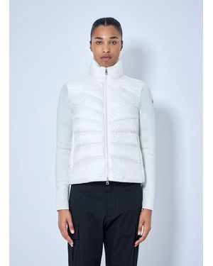 Moncler Quilted Puffer Jacket With Knit Sleeves - White