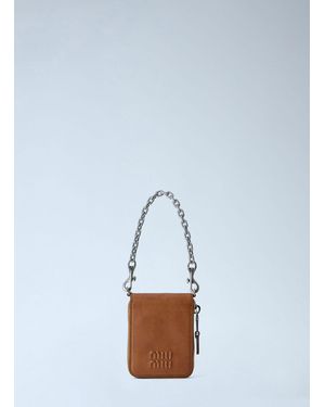 Miu Miu Logo-embossed Chain-strap Wallet - Blue