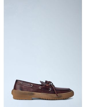 Miu Miu Leather Deck Shoes - White