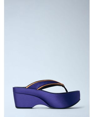 Dries Van Noten Satin Platform Thong Sandals - Blue