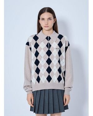 Miu Miu Cashmere Polo Sweater - Gray