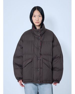Miu Miu Padded Jacket With High Collar - Gray