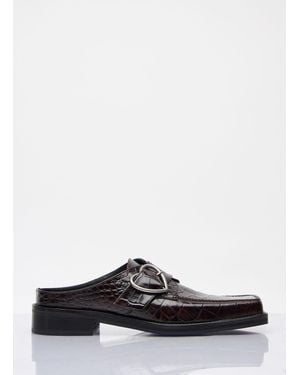 Martine Rose Square Toe Buckle Mules - White