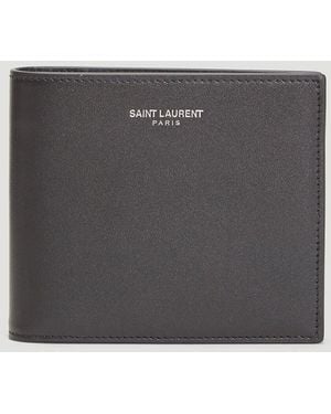 Saint Laurent Logo Print Bi-fold Wallet - Gray