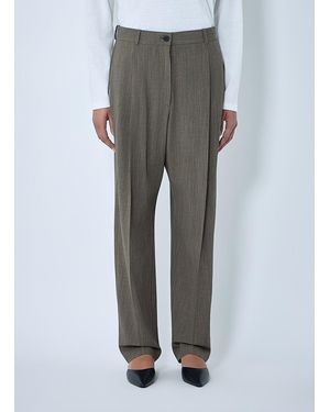 The Row Gianni Wool Straight Trousers - Grey