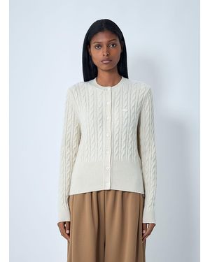 Lacoste Cable Knit Cardigan - Gray