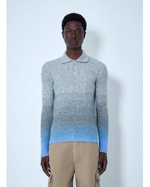 ERL Ribbed Knit Polo Sweater - Blue