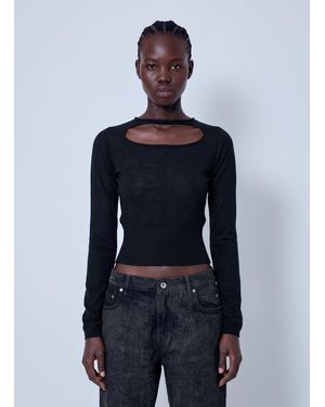 Rick Owens Slashed Cropped Pull Top - Blue