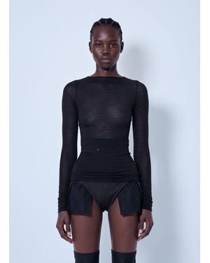 Rick Owens Long Sleeve Wool Silk Tee - Blue