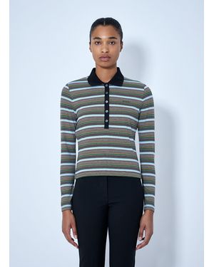 Marni Striped Long Sleeve Polo Shirt - Blue