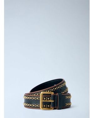 Miu Miu Studded Leather Belt - Blue