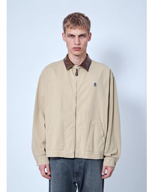 Prada Zip-Up Jacket With Contrast Collar - Natural