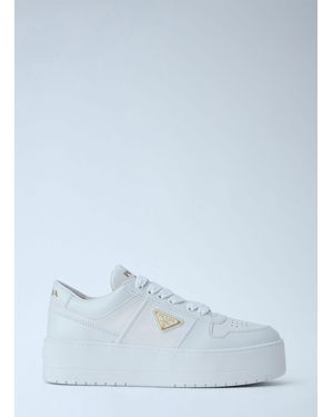 Prada Downtown Bold Leather Sneakers - Blue