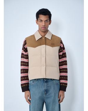 Miu Miu Padded Suede Yoke Vest - Blue