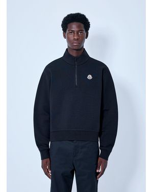 Moncler Half-Zip Sweatshirt With Logo Patch - Blue