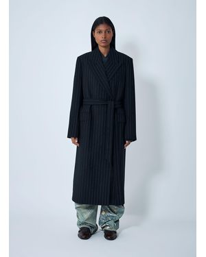 Acne Studios Belted Pinstripe Coat - Blue