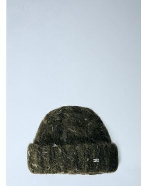 Ganni Handknit Cable Beanie Xxl - Green