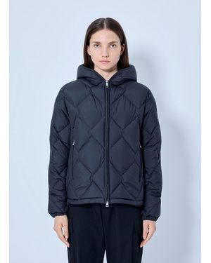 Moncler Arvouin Hooded Diamond-quilted Short Down Jacket - Blue