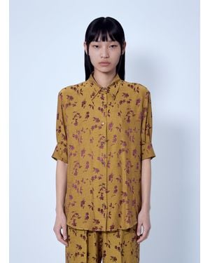 Dries Van Noten Floral Patterned Button-Down Shirt - Blue