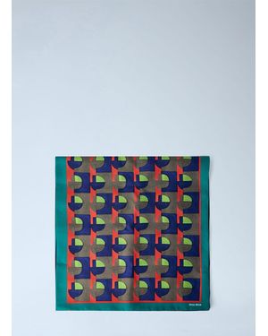 Miu Miu Printed Silk Scarf - Blue