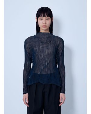 Issey Miyake Sheer Long Sleeve Top - Blue