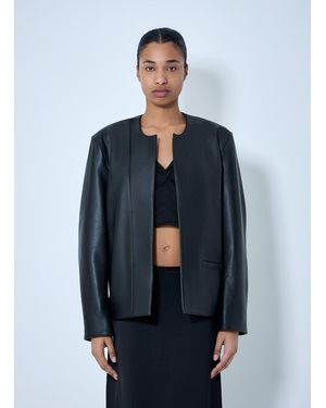 TOTEME Open Front Leather Jacket - Blue