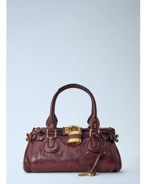 Chloé Paddington Grained Shoulder Bag - Purple
