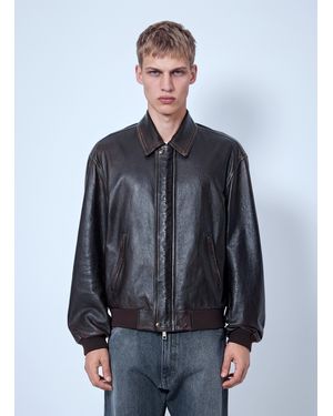 Prada Nappa Leather Bomber Jacket - Grey