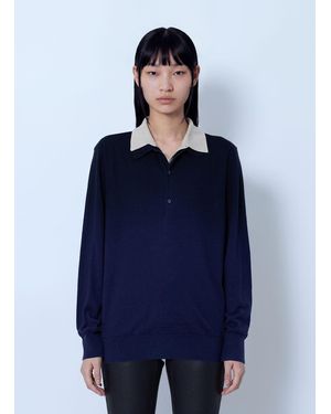Acne Studios Silk Blend Polo Knit - Blue