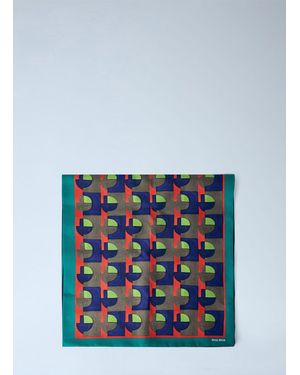Miu Miu Printed Silk Scarf - Blue