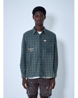 PALY Distressed Flannel Shirt - Blue