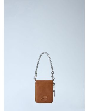Miu Miu Logo-embossed Chain-strap Wallet - Blue