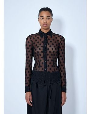Dries Van Noten Polka-Dot Cotton-Blend Tulle Shirt - Blue