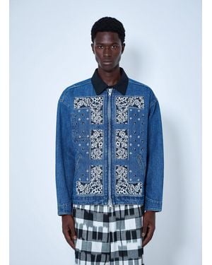 Nomarythm Textile Bandana Embroidery Denim Jacket - Blue