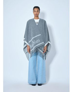 Max Mara Woven Fringe Poncho - Blue
