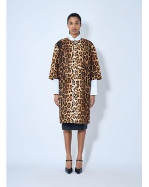 Prada Single-Breasted Leopard Print Drill Coat - White